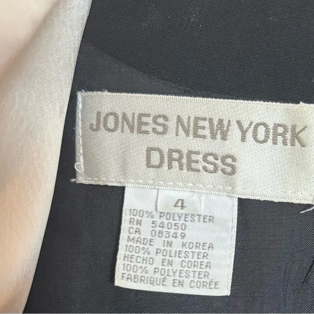 Vintage Jones of New York Black Wide Leg Jumpsuit White Satin Trim Long Sleeve 4 - Picture 5 of 10